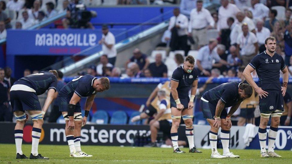 Scotland players look dejected at full-time