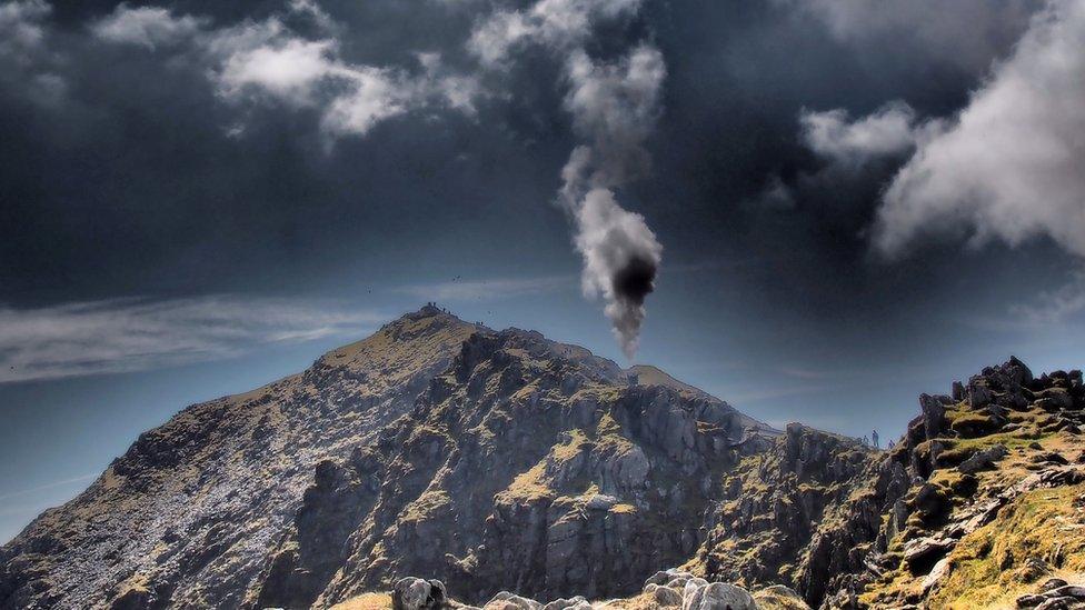 Full steam ahead in Snowdonia as a train chugs up to Snowdon's summit was captured on Mel Garside's day trip from Caernarfon