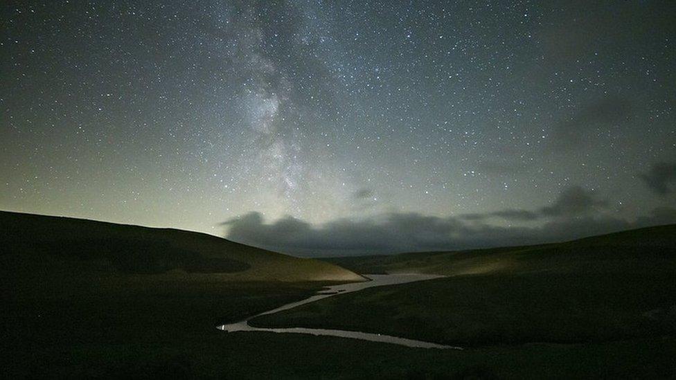 The view from Rhayader to Aberystwyth mountain road and the top end of Graig Goch Reservoir