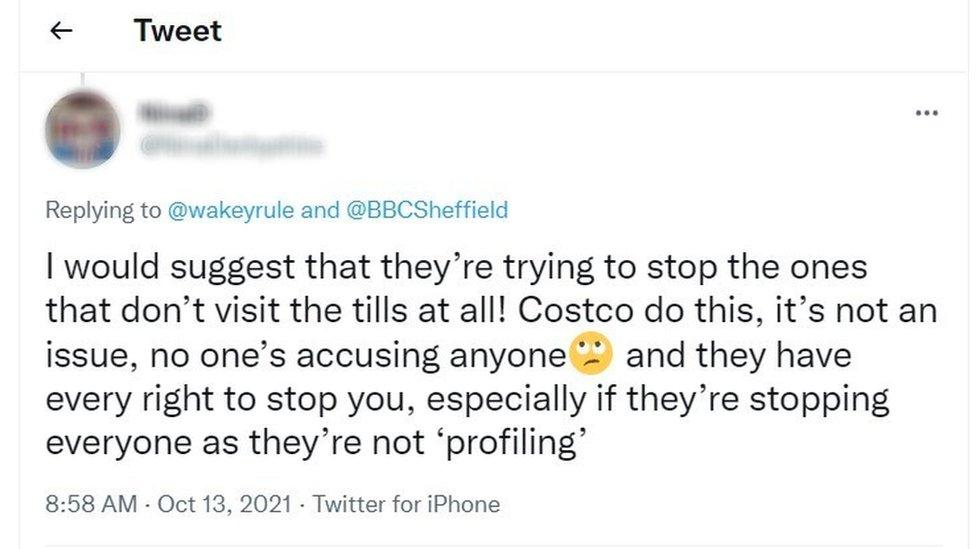 A twitter comment in response to a BBC Radio Sheffield post