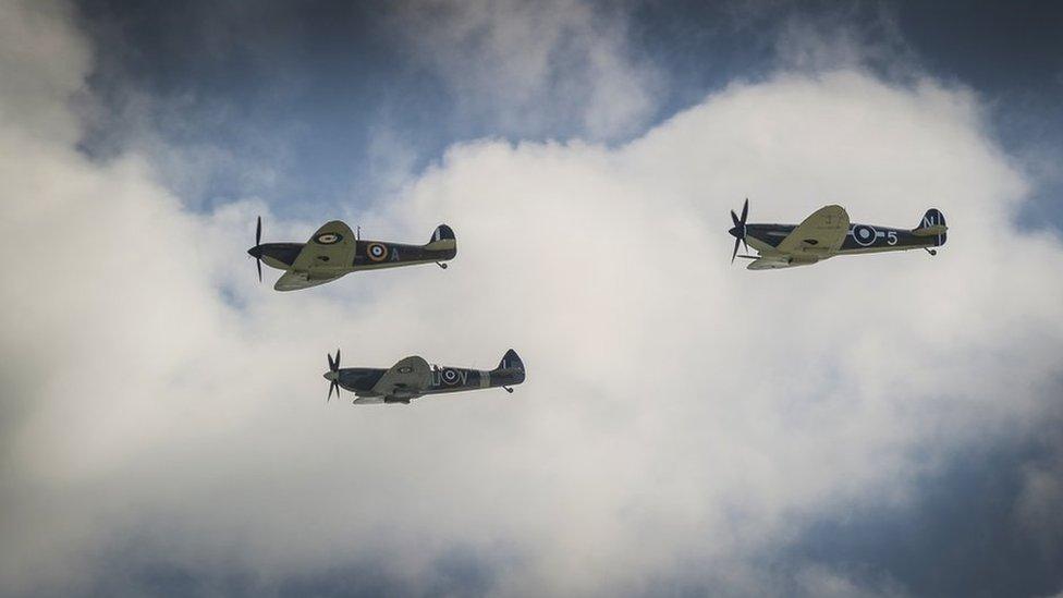 Close up of three Spitfires