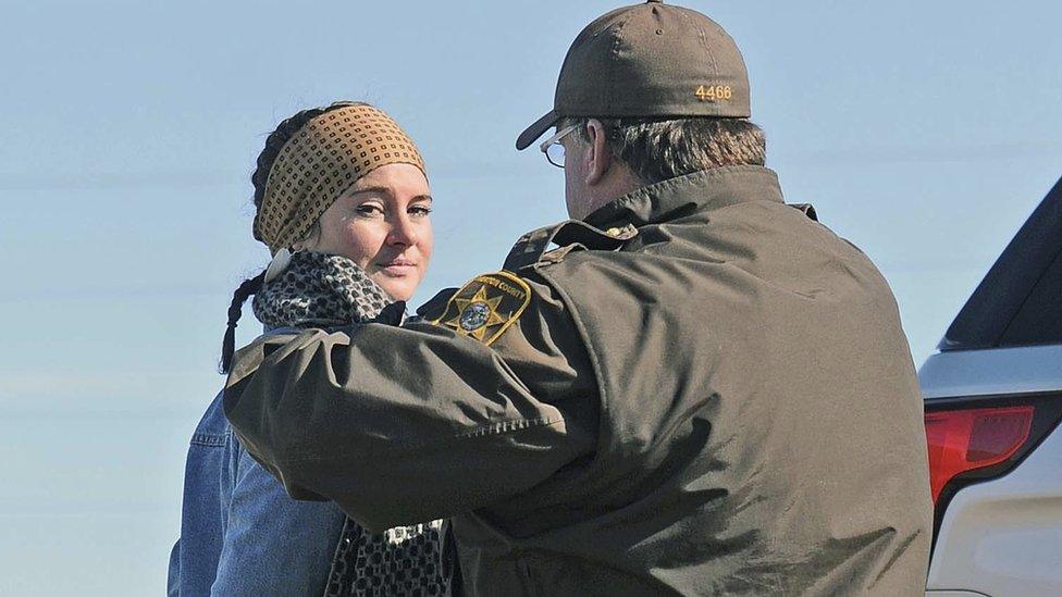 Shailene Woodley is arrested and led away in North Dakota. 10 Oct 2016