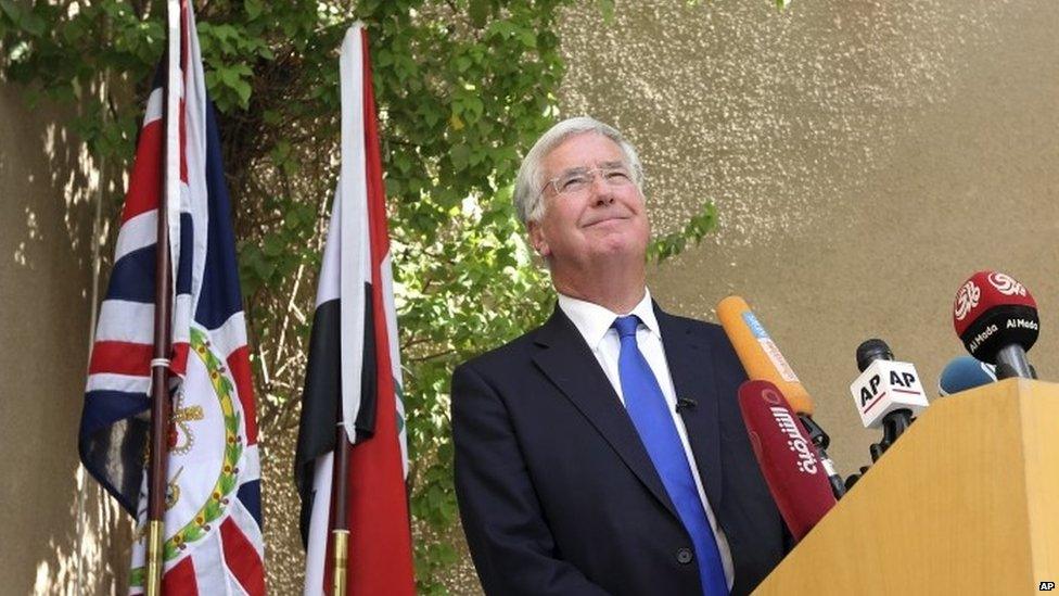 Defence Secretary Michael Fallon speaking on a visit to Baghdad