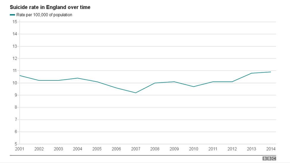 Suicide rate over time