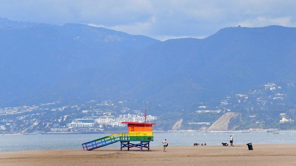 Venice Beach in Los Angeles on the first day of lockdown