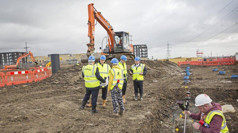 David Cameron visits a building site