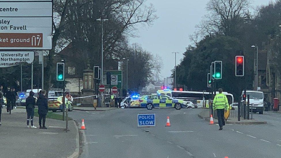 Closed road in Northampton