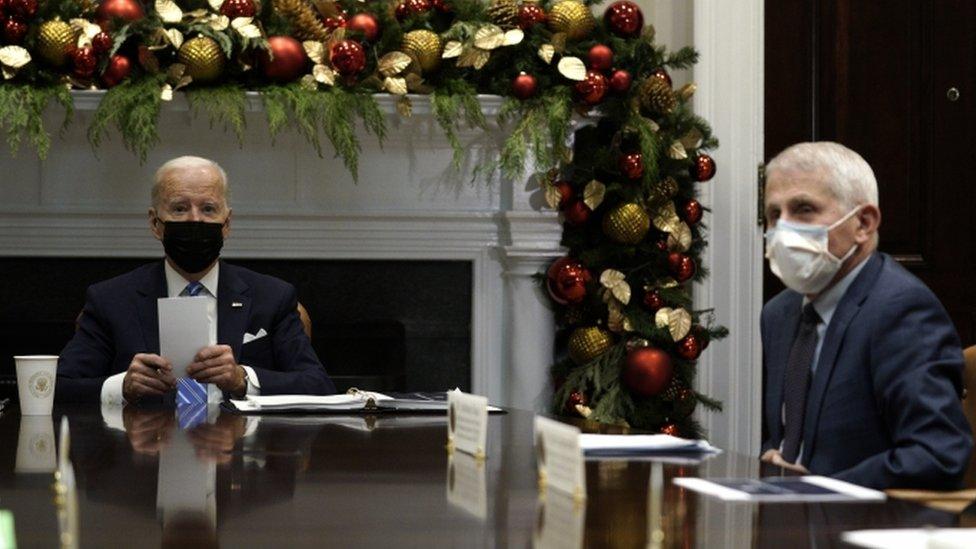 US President Joe Biden meets with NIH National Institute of Allergy and Infectious Diseases Director Anthony Fauci and members of the COVID-19 Response Team