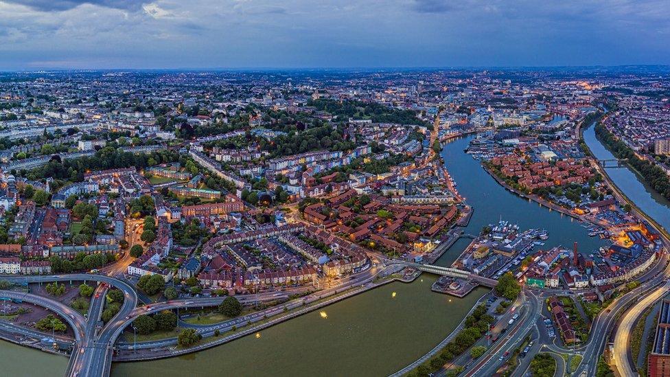 Aerial picture of Bristol Harbourside