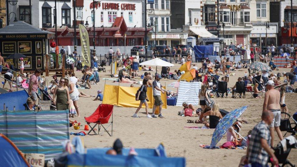 Crowds flocked to the beach in Scarborough on Wednesday