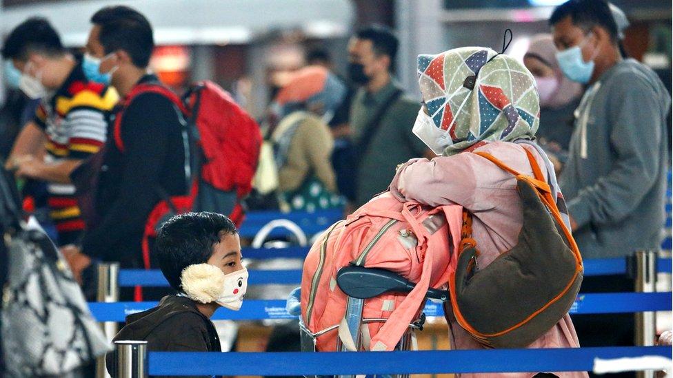 Passengers at Jakarta airport