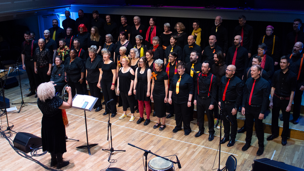 Sing Out Bristol performing on stage