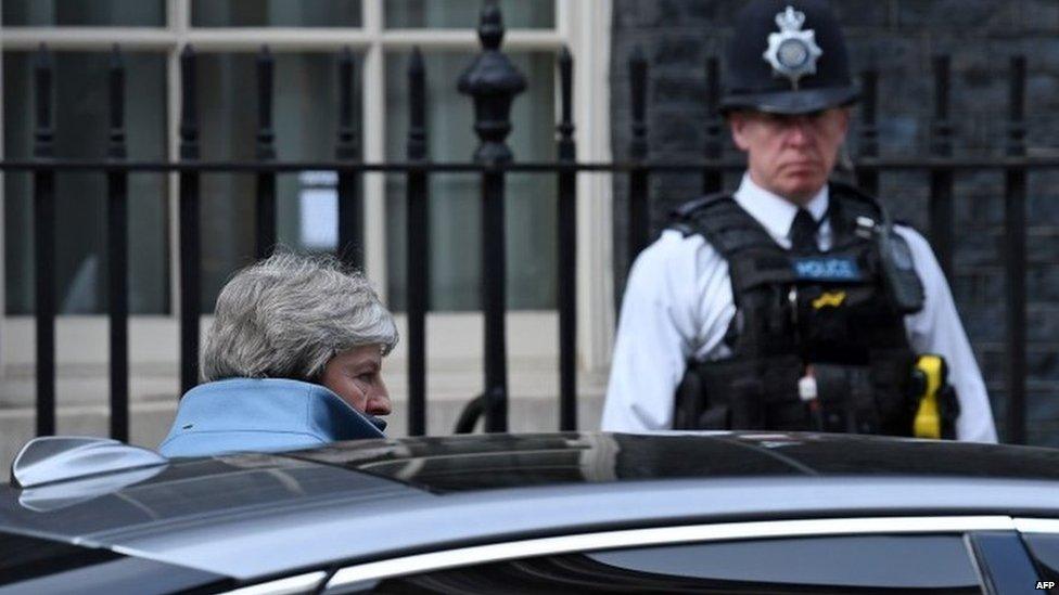 Theresa May leaving Downing Street