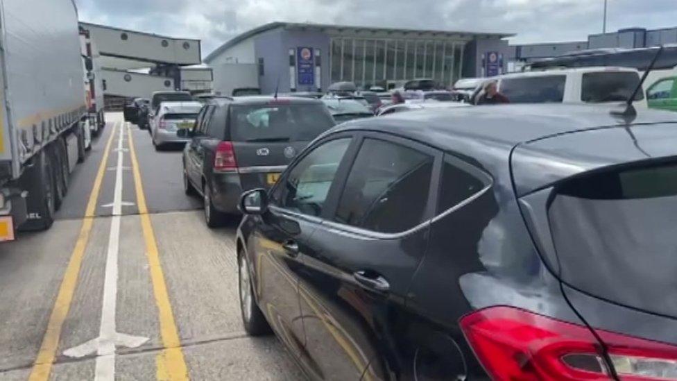 Cars queuing at Port of Dover on 29 May