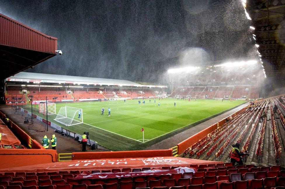 Aberdeen FC's Pittodrie Stadium is just one of the locations used to measure a "white Christmas"