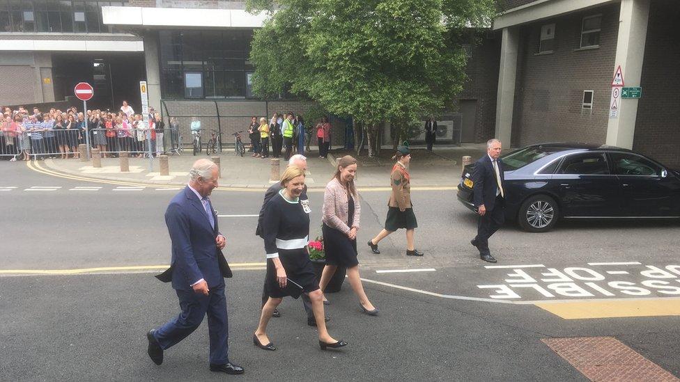 Prince Charles arriving at Ulster University.