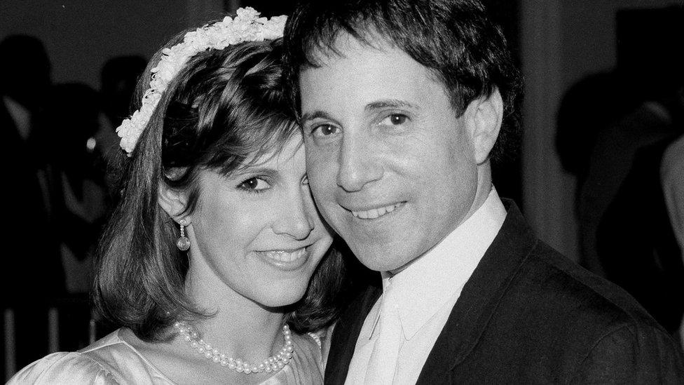 Carrie Fisher and Paul Simon circa 1983 in New York City