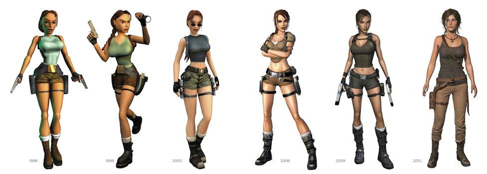 Composite showing how Lara Croft has evolved