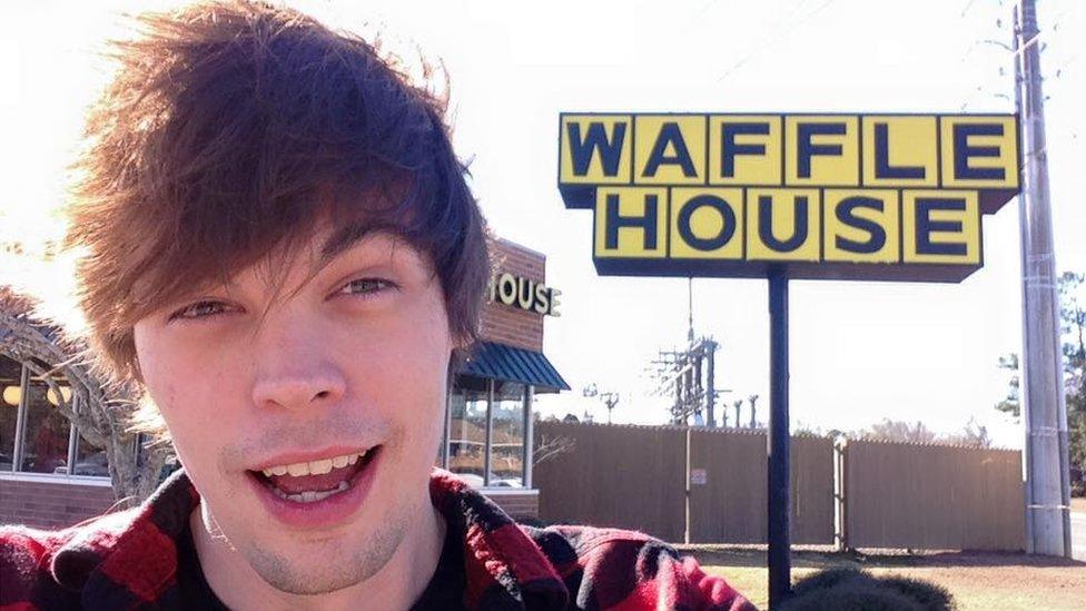 Javy Gwaltney outside of a waffle house