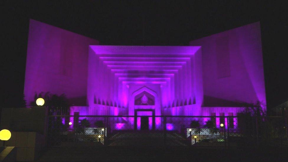 The supreme court lit up in pink for breast cancer awareness month