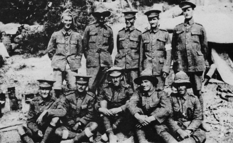 An archive photo of Anzac soldiers from New Zealand on the Gallipoli peninsula in 1915