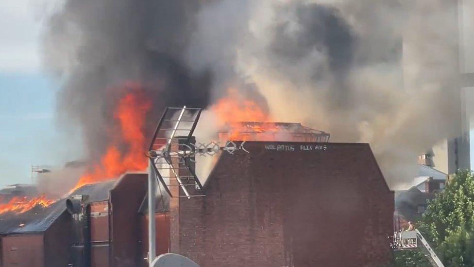 Huge blaze at building in Preston