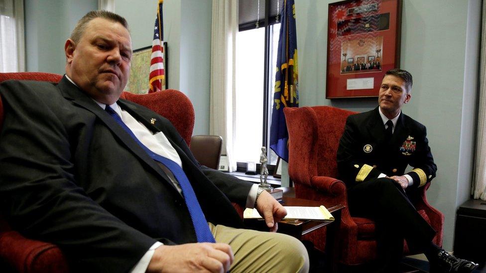 Senator Jon Tester with Ronny Jackson in April 2018