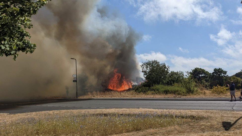 Flames and smoke at Pennington Common