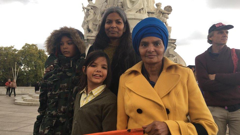 Satnam Kaur Khalsa, 63, right, with daughter Harmeet Kaur and grandsons Kirpa and Rollo