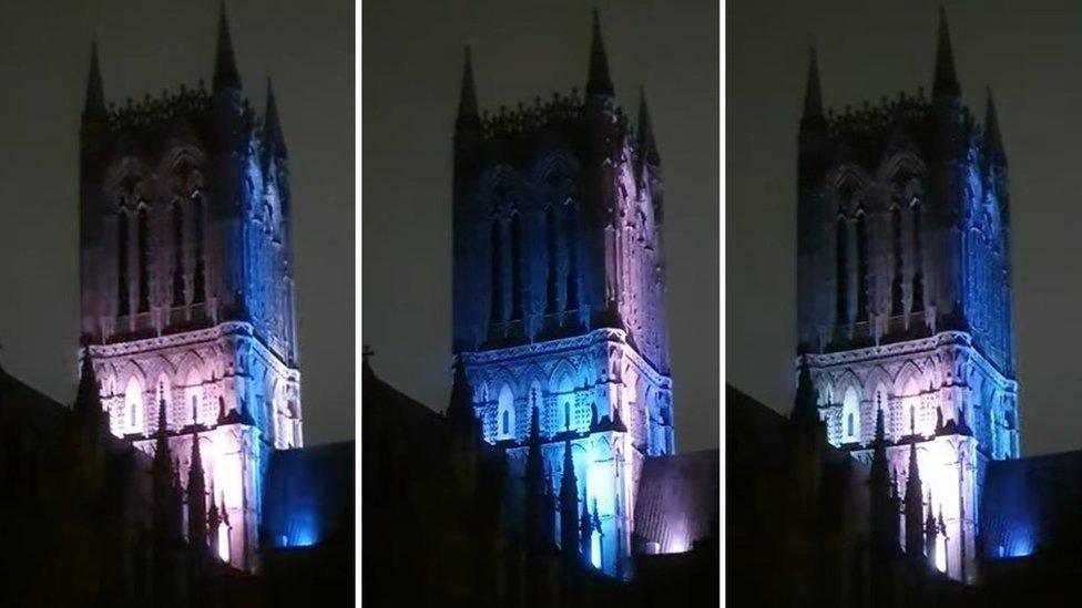 Lincoln Cathedral lit up