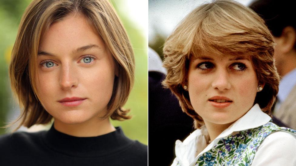 Emma Corrin and Princess Diana