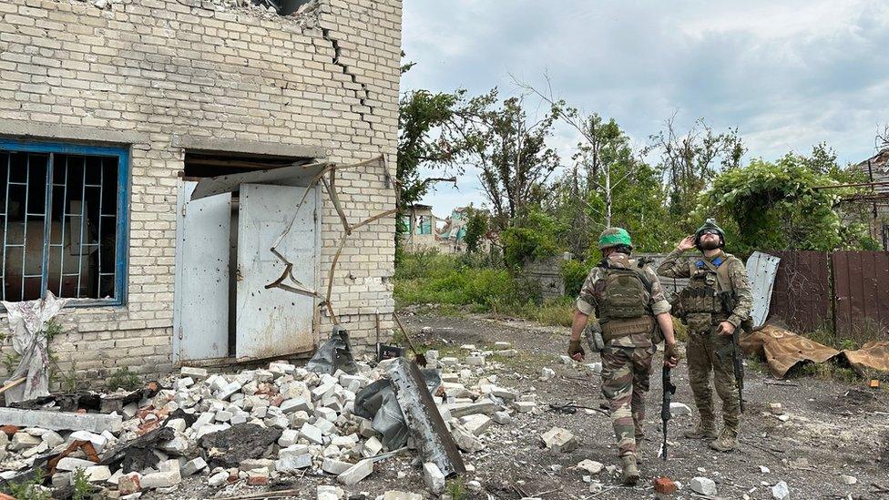 Ukrainian soldiers on patrol