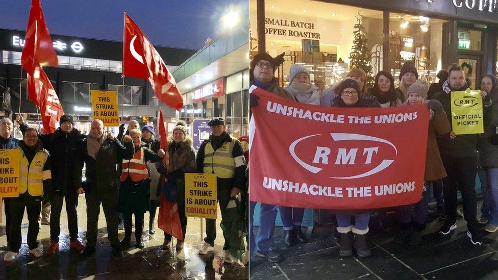 RMT members at Euston and Glasgow