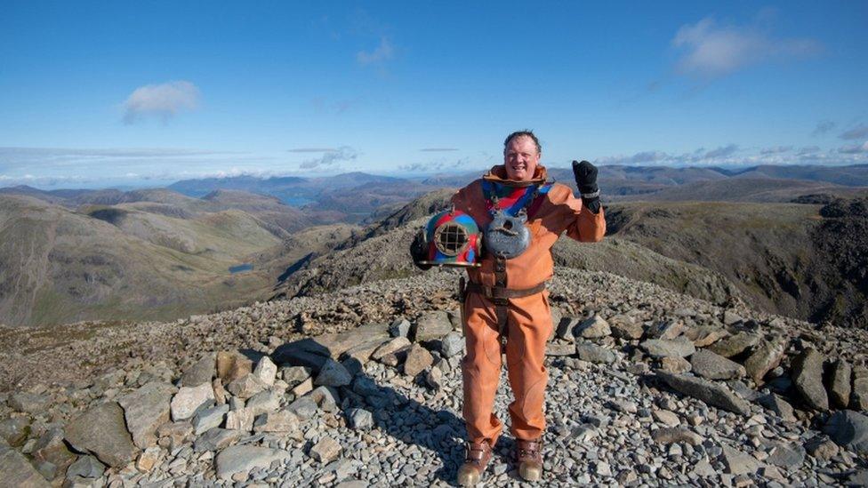 Lloyd Scott at the summit of Scafell Pike