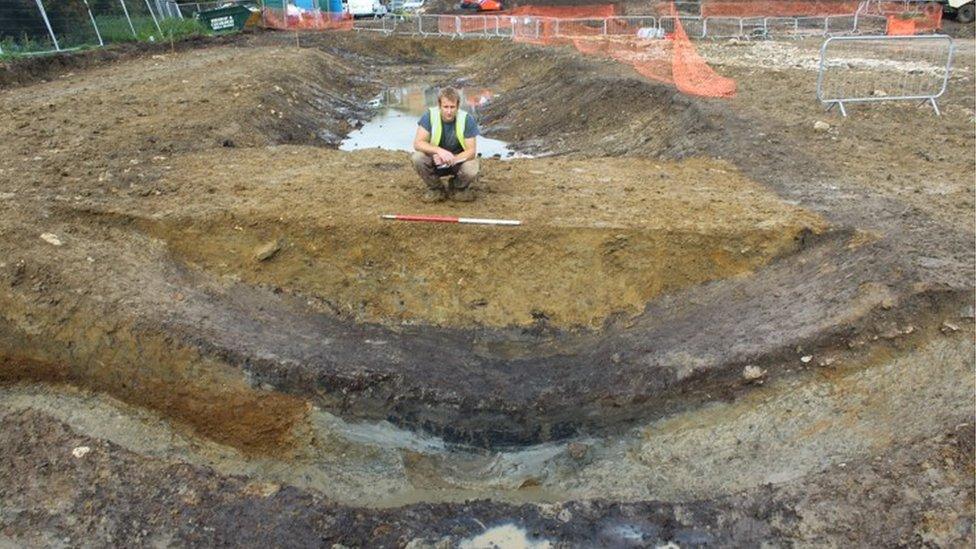 The excavation of the ditches in the moat