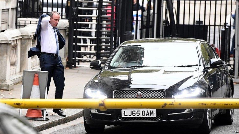 Brexit Secretary Dominic Raab arrives for cabinet meeting on Tuesday