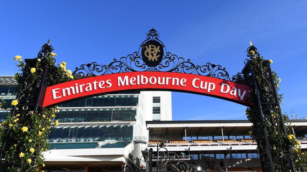 The weather gods were shining on Flemington racecourse early (1 Nov 2016)