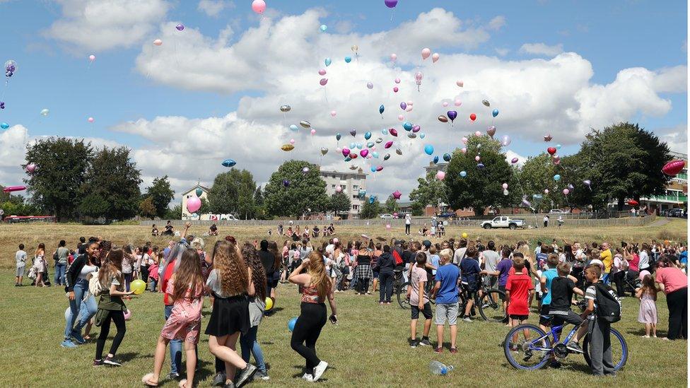 balloon launch for Lucy McHugh