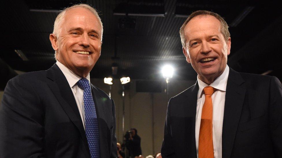 Australian Prime Minister Malcolm Turnbull and Opposition Leader Bill Shorten