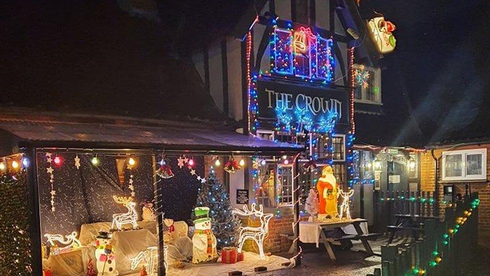 The Crown pub's Christmas lights