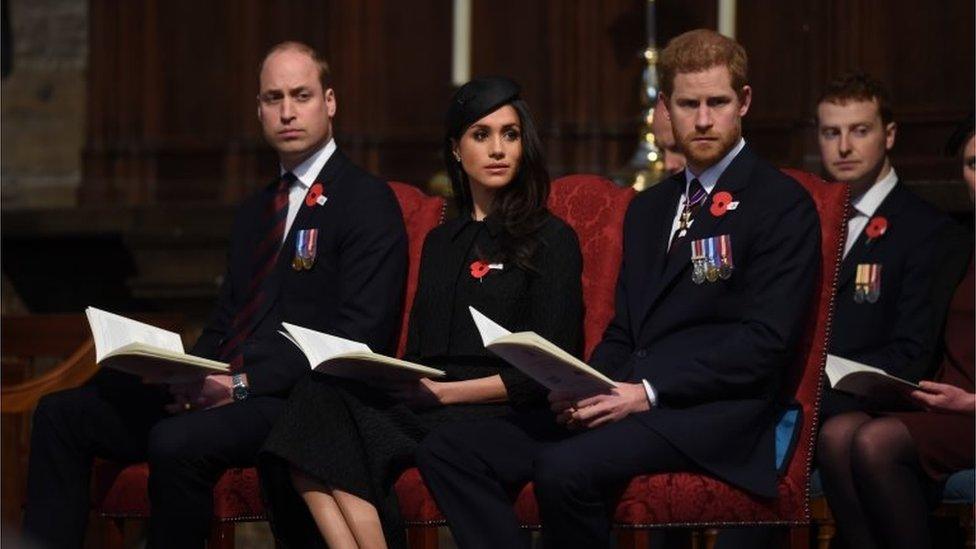 The Duke of Cambridge, Prince Harry and Meghan Markle at Westminster Abbey