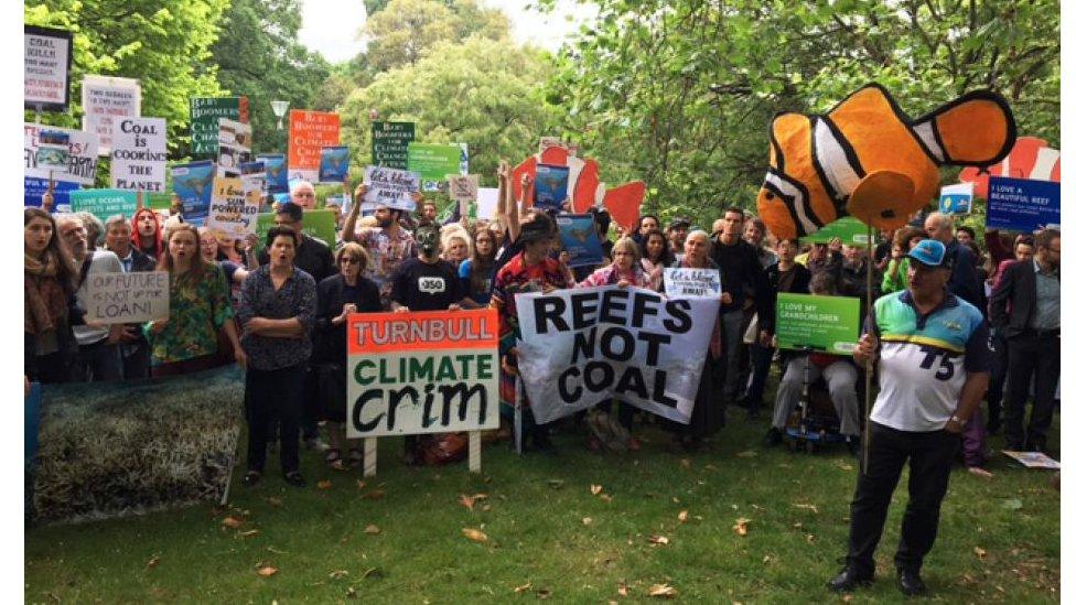 Protesters opposed to the mine rally in December