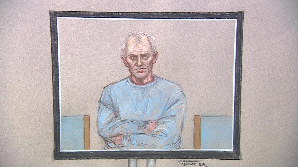 Sketch of Barry Bennell appearing in court