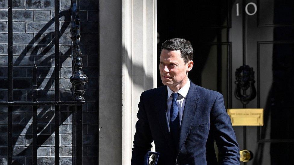 British Lord Chancellor and Justice Secretary Alex Chalk leaves Downing Street following the weekly cabinet meeting