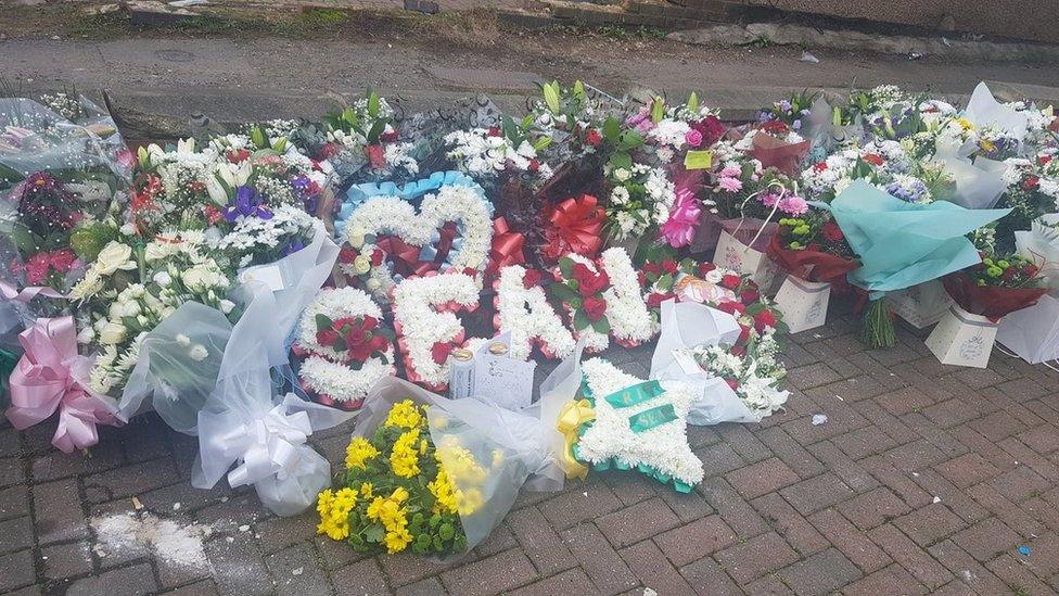 Floral tributes at the scene