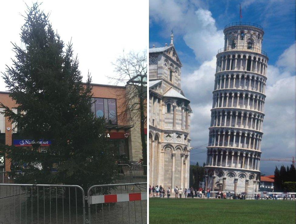 Beeston Christmas tree and Leaning Tower of Pisa