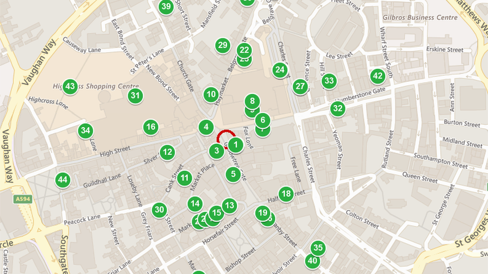 ATM map for Leicester