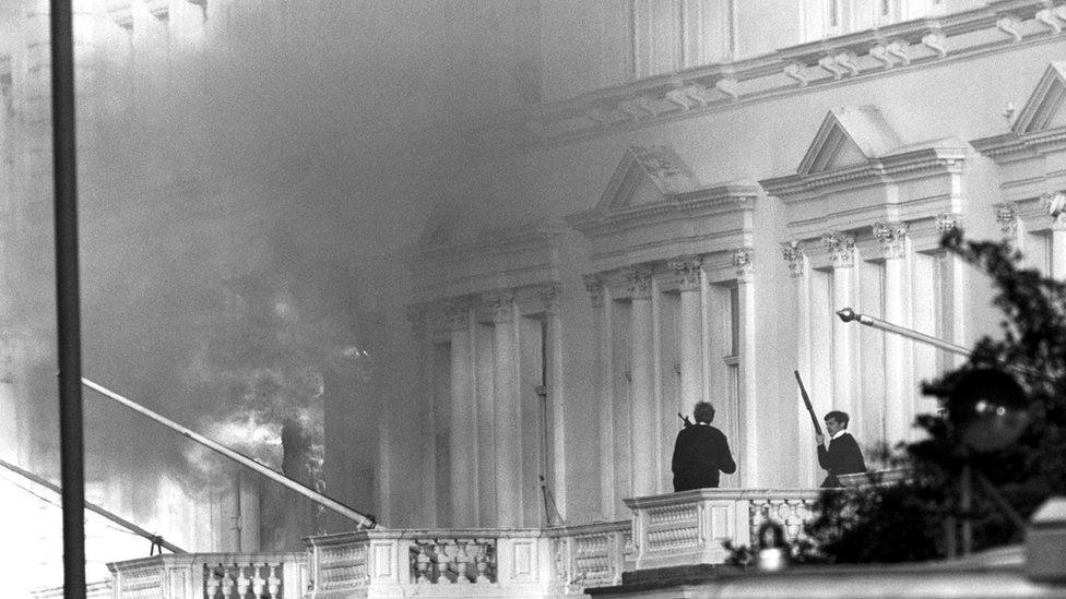 Armed police during the Iranian Embassy siege