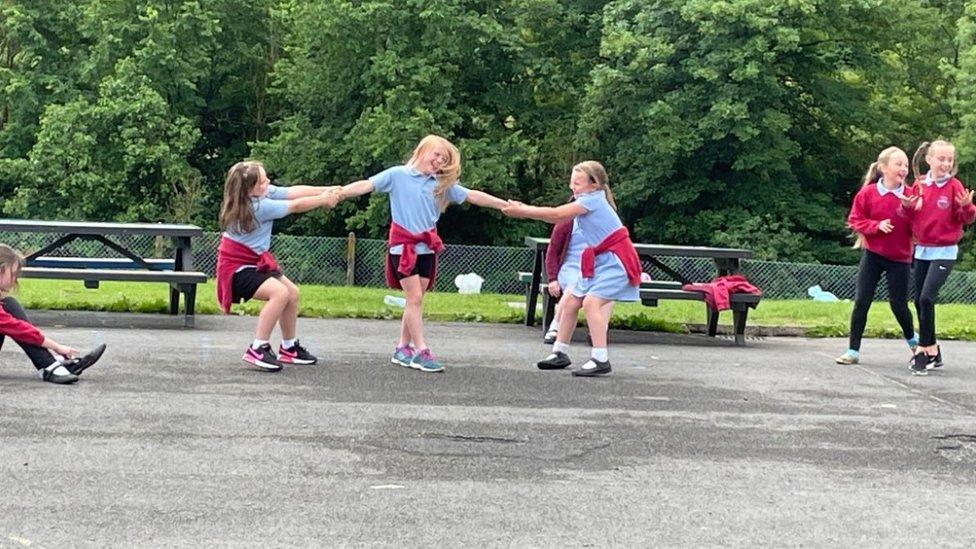 Children playing in schoolyard