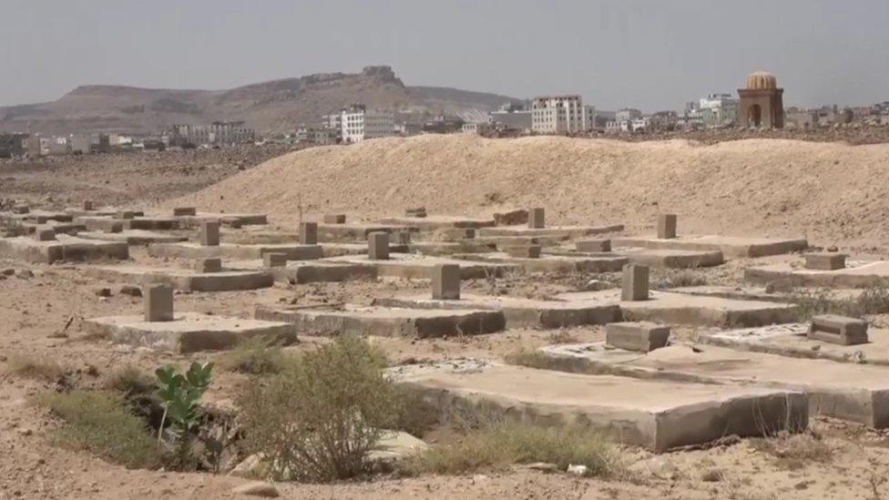 A row of graves in the Yemeni city of Saada